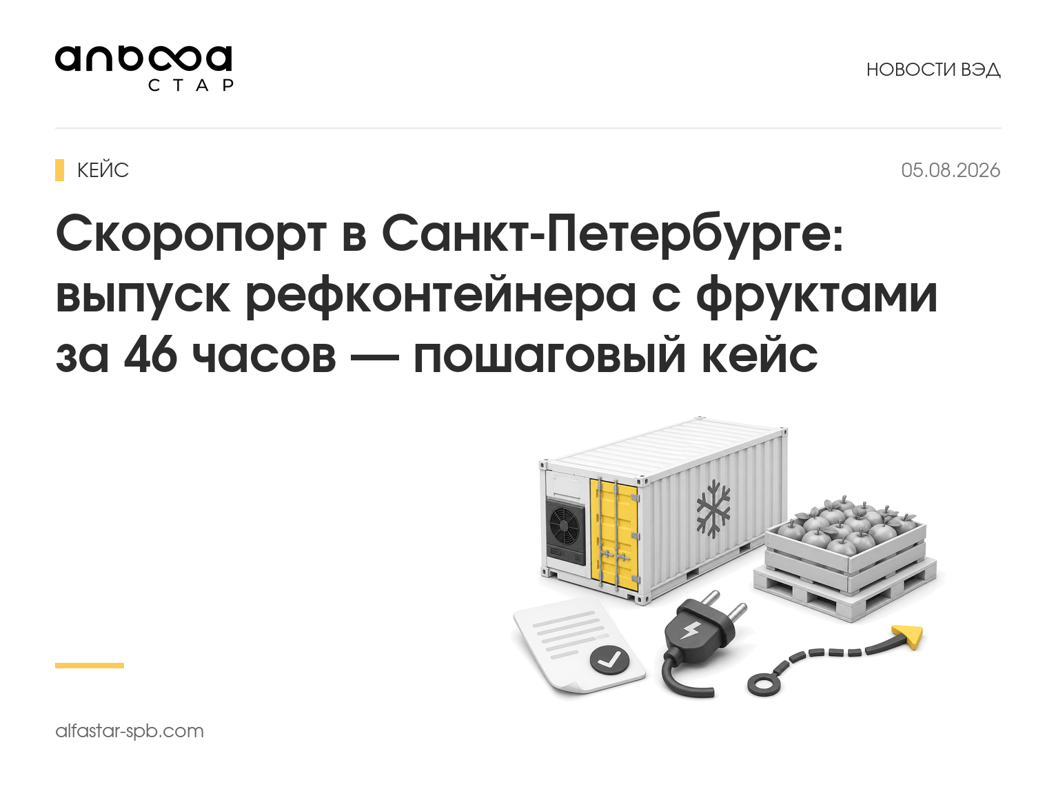 Скоропорт в Санкт-Петербурге: выпуск рефконтейнера с фруктами за 46 часов — пошаговый кейс