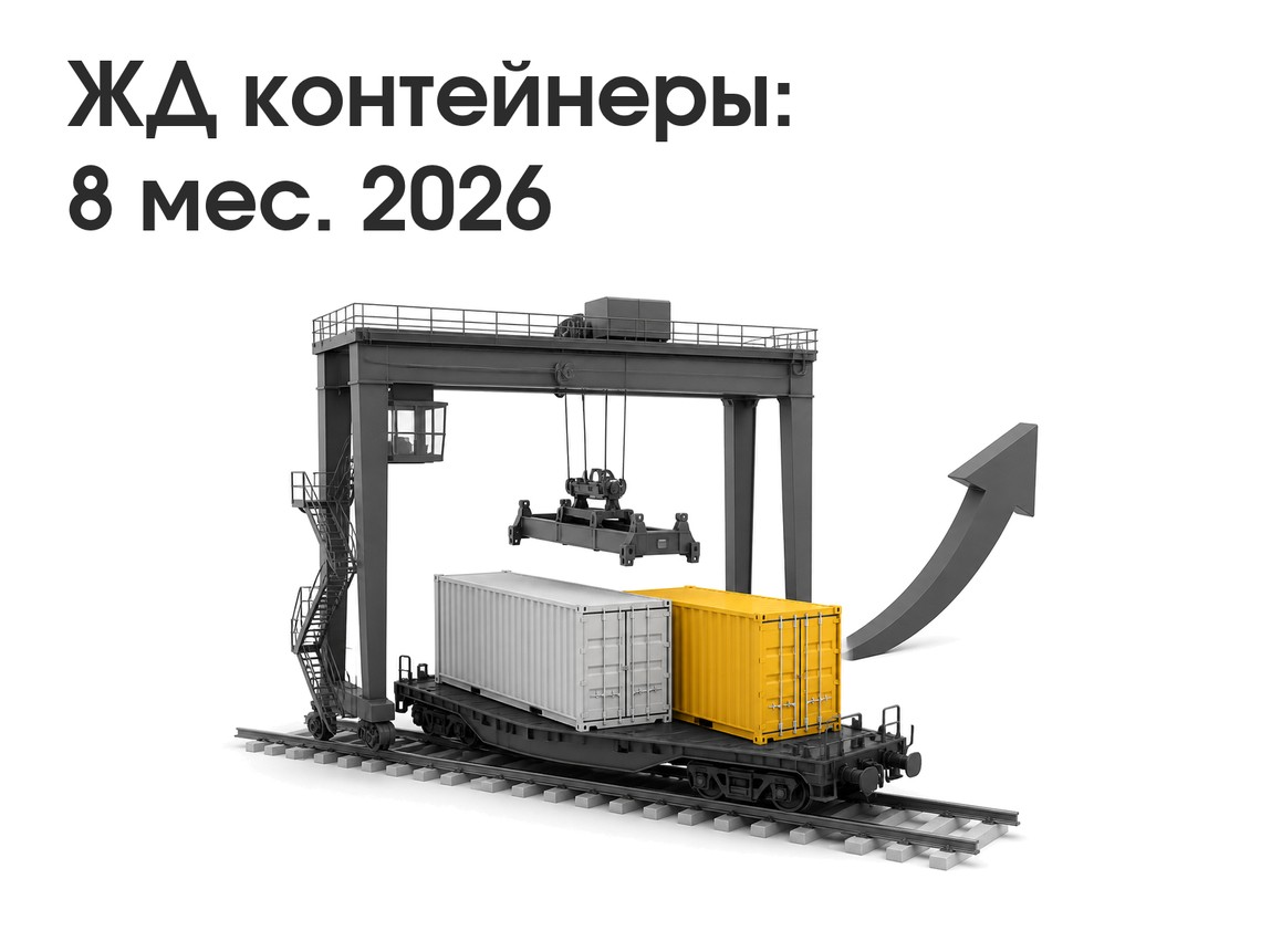 ЖД контейнеры: 5,259 млн TEU за 8 месяцев 2026